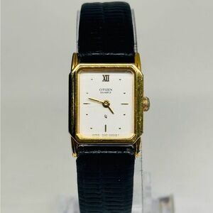 Vintage Citizen Quartz Ladies Watch Gold Tone Square Runs New Battery